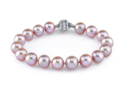 Rhodium Plated Womens Pink Pearl Bracelet